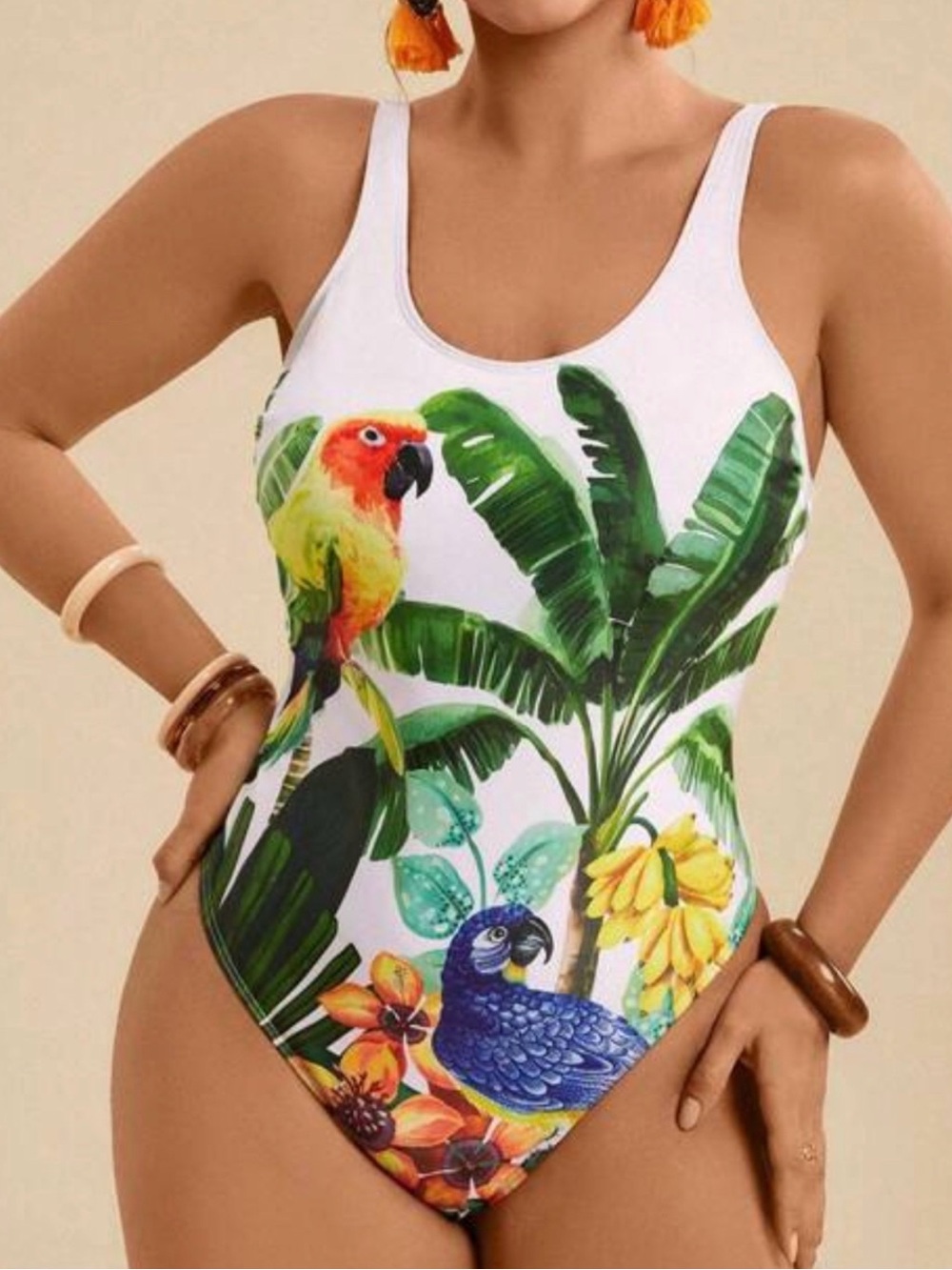 Colorful Tropical Swim Suit One Piece